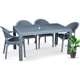 Almina Rattan Masa Takımı 80x140 Camsız Masa 4 Kişilik Rattan Sandalye Seti Bahçe Balkon Teras Takımı - Dikdörtgen