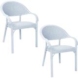 Almina Rattan Sandalye 2 Kişilik Bambu Koltuk Bahçe Balkon Teras Sandalyesi - Beyaz