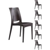 Almina Rattan Sandalye 6 Kişilik Kolsuz Koltuk Bahçe Balkon ve Teras Sandalyesi - Kahverengi - 88x59x44