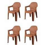 Almina Rattan Sandalye Bahçe Balkon ve Teras Sandalyesi 4 Adet - Tik