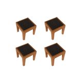 Almina Rattan Sehpa 45X45 Cm Kamp Masa Sehpa Ve Piknik Seti Taba Renk 4 Adet