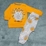 Almini Yeni Sezon 2 Parça Kirpi Baskılı Unisex Bebek Takımı - Sarı - 6 Ay