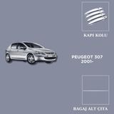 Alminox Oto Aksesuar Peugeot 307 2001- Set Kapı Kolu-Bagaj Alt Çıta - Paslanmaz Çelik