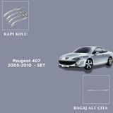 Alminox Oto Aksesuar Peugeot 4072005-2010 Set Kapı Kolu-Bagaj Alt Çıta - Paslanmaz Çelik