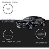 Alminox Oto Aksesuar Renault Megane 4 2016-2020 Set Direksiyon Kromu-Ön Tampon Alt Çıtası- Cam Çerçeve - Paslanmaz Çelik