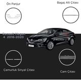 Alminox Oto Aksesuar Renault Megane 4 2016-2020 Set Ön Panjur -Bagaj Alt Çıtası- Çamurluksinyal Çıtası - Cam Çıta - Paslanmaz Çelik