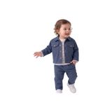 Almira Anne Bebek Erkek Çocuk Çift Cepli Düğmeli Ceket- Sweat _ Pantolon Takım - 6 - 9 Ay - Lacivert