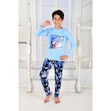Almira Anne Bebek Erkek Çocuk Colarado Yazılı Uzun Kollu Pijama Takımı - Mavi - 4 - 5 Yaş