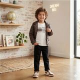 Almira Anne Bebek Erkek Çocuk Dreaming Baskılı Kapitone Montlu Kot Pantolonlu 3lü Takım 5-8 Yaş - Siyah
