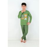 Almira Anne Bebek Erkek Çocuk Game Dangerous Yazılı Ayıcık Baskılı Pijama Takımı - Yeşil - 3 - 4 Yaş