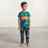 Almira Anne Bebek Erkek Çocuk Leader Yazılı Kısa Kollu Pijama Takımı - Yeşil - 7 - 8 Yaş