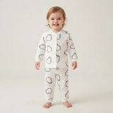 Almira Anne Bebek Erkek Çocuk Penguen Baskılı Önden Çıtçıtlı Uzun Kollu Pijama Takımı - Beyaz - 4 Yaş