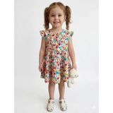 Almira Anne Bebek Kız Çocuk Çiçek Baskılı Elbise - Mavi - 9 - 12 Ay