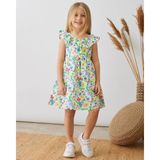Almira Anne Bebek Kız Çocuk Çiçek Desenli Elbise - Beyaz - 4 Yaş
