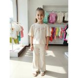 Almira Anne Bebek Kız Çocuk Simplicity There Is So Much Yazılı Keten Takım - 9 Yaş - Krem