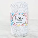 Almira Butik Loren Soft Star Makrome İpi Gümüş Simli Beyaz Rm10