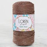 Almira Butik Loren Soft Star Makrome İpi Gümüş Simli Kahverengi