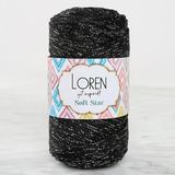 Almira Butik Loren Soft Star Makrome İpi Gümüş Simli Siyah Rm10