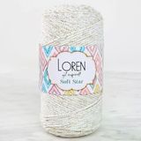 Almira Butik Loren Soft Star Makrome İpi Sarı Simli Krem Rm103