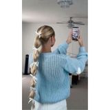 almisbows Kadın Saten Kurdele Mini Fiyonk Toka 6lı Beyaz