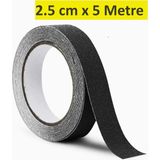 ALMITAL 2.5 cm x 5 Metre Merdiven Zemin Kaydırmaz Bant, Yapışkanlı Kaymaz Bant Siyah - 1 Adet