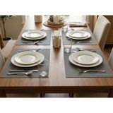 ALMITAL Amerikan Servis 48 x 30 cm 4 Adet Açık Gri Kumaş Desenli Suni Deri - 30 x 48 cm