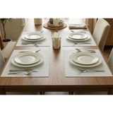 ALMITAL Amerikan Servis 48 x 30 cm 4 Adet Beyaz Nokta Desenli Suni Deri - 30 x 48 cm