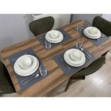 ALMITAL Amerikan Servis 48x30 Cm 4 Adet Koyu Gri Nokta Desenli Suni Deri - Açık Gri