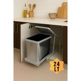 ALMITAL Cassone 24 Litre, Dolap içi Raylı Gri, Paslanmaz Krom Çöp Kovası , kapak genişliği 40 cm