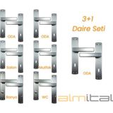 ALMITAL Lusso Inox 5 Adet Oda 2 Adet Wc Aynalı Kapı Kolu Set - İnox