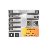 ALMITAL Lusso Inox 5 Adet Oda 2 Adet Wc Kare Rozetli Kapı Kolu Set