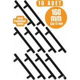 Almital Mobilya Aksesuarlari 10 Adet Keijo Siyah 160MM Paslanmaz Kulp (Mobilya, Dolap Kulbu, Kulp Modeli) - Mat Siyah - Renk