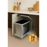 almital mobilya aksesuarları furniture accessories Cassone 24 Litre, Dolap içi Raylı Gri, Paslanmaz Krom Çöp Kovası , kapak genişliği 40 cm