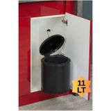 almital mobilya aksesuarları furniture accessories Cassone DOLAP İÇİ MAT SİYAH METAL LUKS ÇÖP KOVASI 11 LT , OTOMATİK AÇILIR KAPAKLI