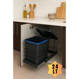 almital mobilya aksesuarları furniture accessories Cassone Dolap içi Teleskopik Raylı ANTRASİT Çöp Kovası 24 Litre, minimum kapak genişliği 40 cm
