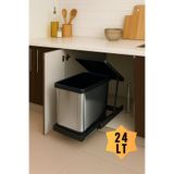 almital mobilya aksesuarları furniture accessories Cassone Dolap içi Teleskopik Raylı Paslanmaz Krom Çöp Kovası 24 Litre, minimum kapak genişliği 40 cm