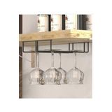 almital mobilya aksesuarları furniture accessories Tavana Monte 2 Bölmeli Siyah Paslanmaz Metal Kadeh Askısı