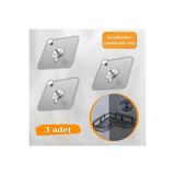 almital mobilya aksesuarları furniture accessories Ventosa 3 Adet Ultra Güçlü Yapışkanlı Çok Amaçlı, Vidalı Çerçeve, Resim, Banyo Rafı Askı Elemanı