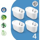 ALMITAL PurePro I Su Arıtma Sürahi Filtresi (4 Adet Filtre ) I Jugg ve Brita Maxtra+ Pro ile Uyumlu - Beyaz