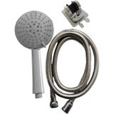 ALMITAL Setti Docia Maxi Krom Duş Seti, 5 Kademe Ayarlı Başlık, Yapışkanlı Mafsal, 1.5 mt Spiral Hortum