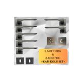 ALMITAL Stilo Inox 5 Adet Oda 2 Adet Wc Kare Rozetli Kapı Kolu Set