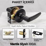 ALMITAL Vectis Kollu Topuzlu Kilit - Anahtarlı, Amerikan Tipi Otel Kilidi - Siyah (Eski Topuzlu Kilit Yerine Uyumlu) - 1 Çift