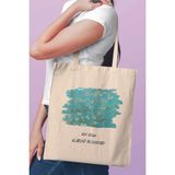 Almond Blossoms Van Gogh Temalı Baskılı %100 Pamuklu Ham Bez Bej Çanta
