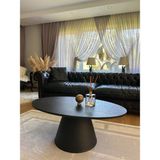 Almond Modern Orta Sehpa Elips 110 x 68 cm Tabla Mantar Sehpa Alüminyum Ayak 40 cm Yükseklik - SİYAH AYAK SİYAH TABLA