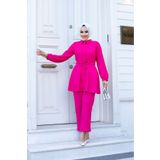 ALNİSS COLLECTİON Önü Düğme Detaylı Gömlek Yaka Bürümcük Takım