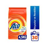 Alo 4,5 kg Kar Çiçeği Ferahlğı Beyazlar ve Renkliler Hızlı Çözülme Toz Deterjan