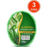 Aloevera Özlü Süngerli Sabun Banyo Duş Sabunu 120 G x 3 Adet