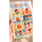 AlohamoraShop Çocuklar İçin Duygular Eğitici Poster 21x30 cm – 8 Temel Duygu Kartı, Okul Öncesi Montessori Eğitim Materyali, Laminasyonlu - D0015