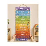 AlohamoraShop Okula Dönüş Aylar Eğitici Sınıf Panosu – 12 Ay Laminasyonlu Asılabilir Okul Öncesi ve İlkokul Eğitim Materyali