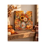 AlohamoraShop Sulama Kabında Sonbahar Çiçekleri Dekoratif Canvas Tablo 20x20 cm – Mutfak ve Ev Duvar Dekoru